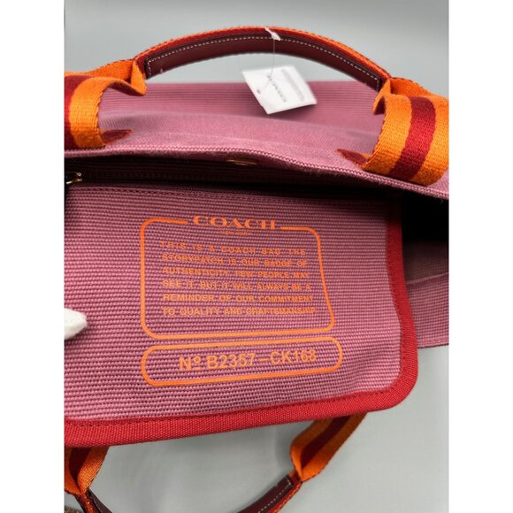 COACH Small Canvas And Smooth Leather Shoulder Tote Light Raspberry Multi Ck168 - Picture 10 of 16